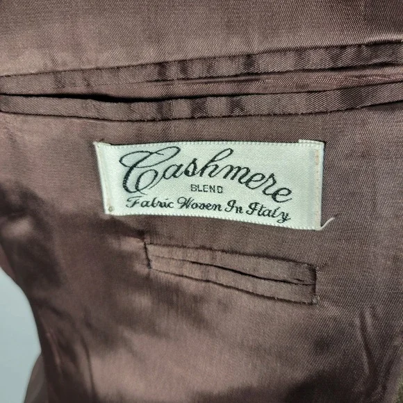 Mark Alexander Men's Sport Coat Blazer Brown Flannel Cashmere Blend 44L